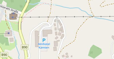 Pistenhotel auf Satellitenbild