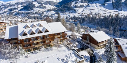 Hotels an der Piste - Parkplatz: gebührenpflichtig beim Hotel - Aussenansicht Winter - Hotel Steinmattli