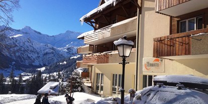 Hotels an der Piste - Parkplatz: gebührenpflichtig beim Hotel - Aussenansicht Winter 2 - Hotel Steinmattli