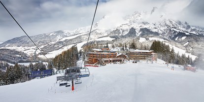 Hotels an der Piste - Skiverleih - St. Johann in Tirol - SKI IN - SKI OUT - Hotel direkt an der Skipiste von Saalbach Hinterglemm Leogang Fieberbrunn - Holzhotel Forsthofalm