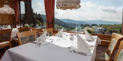Hotels an der Piste - Kinder-/Übungshang - Blick aus Frühstücksraum zum Hasenhorn und den Alpen - Panorama Lodge Sonnenalm Hochschwarzwald