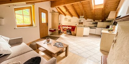Hotels an der Piste - Ski-In Ski-Out - Tirol - Wohnraum mit bestens eingerichteter Küchenzeile, Essbereich und Doppelschlafcouch - Ferienwohnung Tenn - Ferienwohnung Tenn