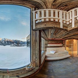 Skihotel: Die doppelstöckige Stadlsauna im Relax & Vital Spa ab 16 Jahren mit 2 Temperaturzonen. - Hotel Schütterhof GmbH