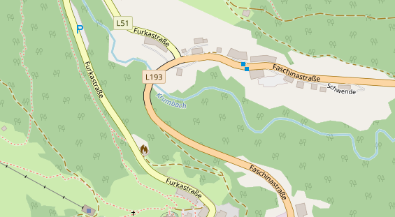 Pistenhotel auf Satellitenbild