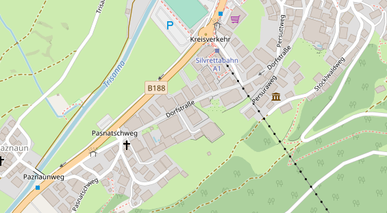 Pistenhotel auf Satellitenbild