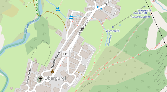 Pistenhotel auf Satellitenbild