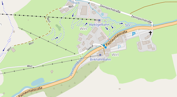 Pistenhotel auf Satellitenbild