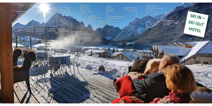 Hotels an der Piste - Blick von der Terrasse - Berghotel Sexten Dolomiten