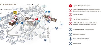 Hotels an der Piste - Kinderbetreuung - Graubünden - Resortplan Winter - Valbella Resort