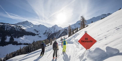 Hotels an der Piste - Après Ski im Skigebiet: Schirmbar - Skifahrergruppe auf der beliebten "Skiroute 66" - Ski Juwel Alpbachtal Wildschönau