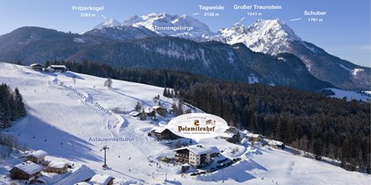 Hotels an der Piste - Skiraum: versperrbar - PLZ 5541 (Österreich) - Salzburger Dolomitenhof direkt an der Astauwinkelbahn
Im Hintergrund das Tennengebirge - Landhotel Salzburger Dolomitenhof