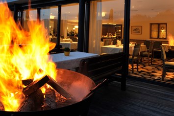 Skihotel: Restaurant mit Terrasse - The Vista Hotel