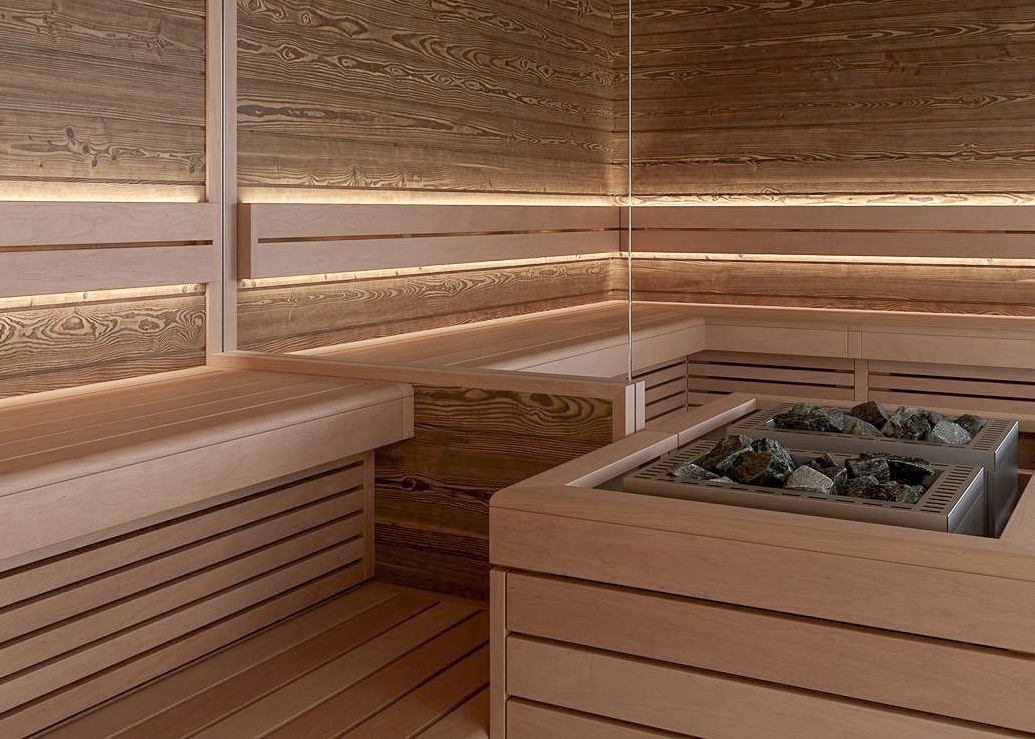 Skihotel: 2-in-1 Sauna mit Finnischer Sauna 90°C und sanfter Bio-Sauna 65°C - Gorfion Familienhotel Liechtenstein - Wellness | Spa