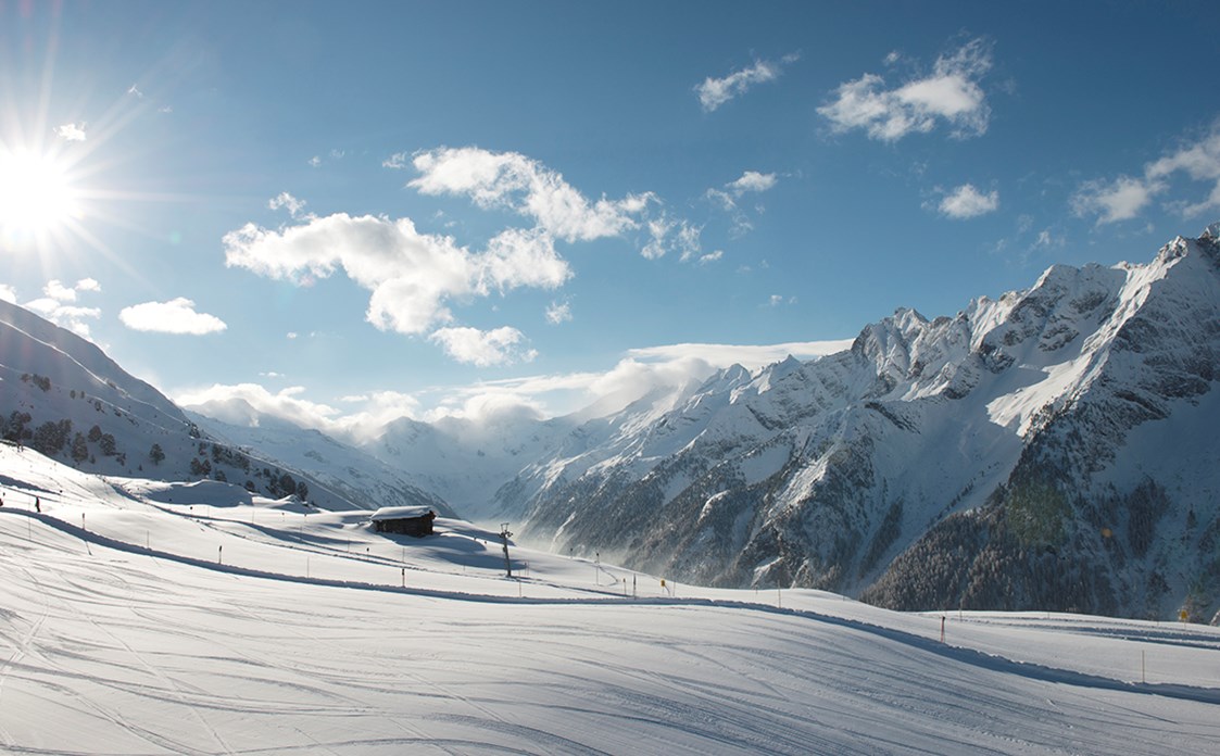 Skigebiet: Mayrhofner Bergbahnen - Aussicht am Ahorn - Mayrhofner Bergbahnen