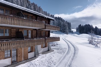 Skihotel: Aussenansicht Winter Chalet - Ski in and Ski out - Hotel Dieschen