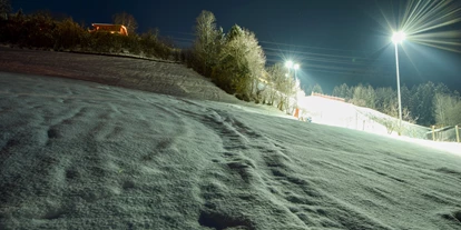 Hotels an der Piste - Skiraum: vorhanden - Rohrberg (Rohrberg) - Aussicht von den Chalets auf die Skipiste mit Nachtskilauf - Chalets & Apartments Wachterhof