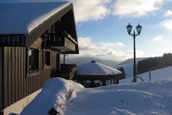 Skihotel: Panorama Lodge Sonnenalm im Winter mit Blick nach Süden zu den Alpen - Panorama Lodge Sonnenalm Hochschwarzwald