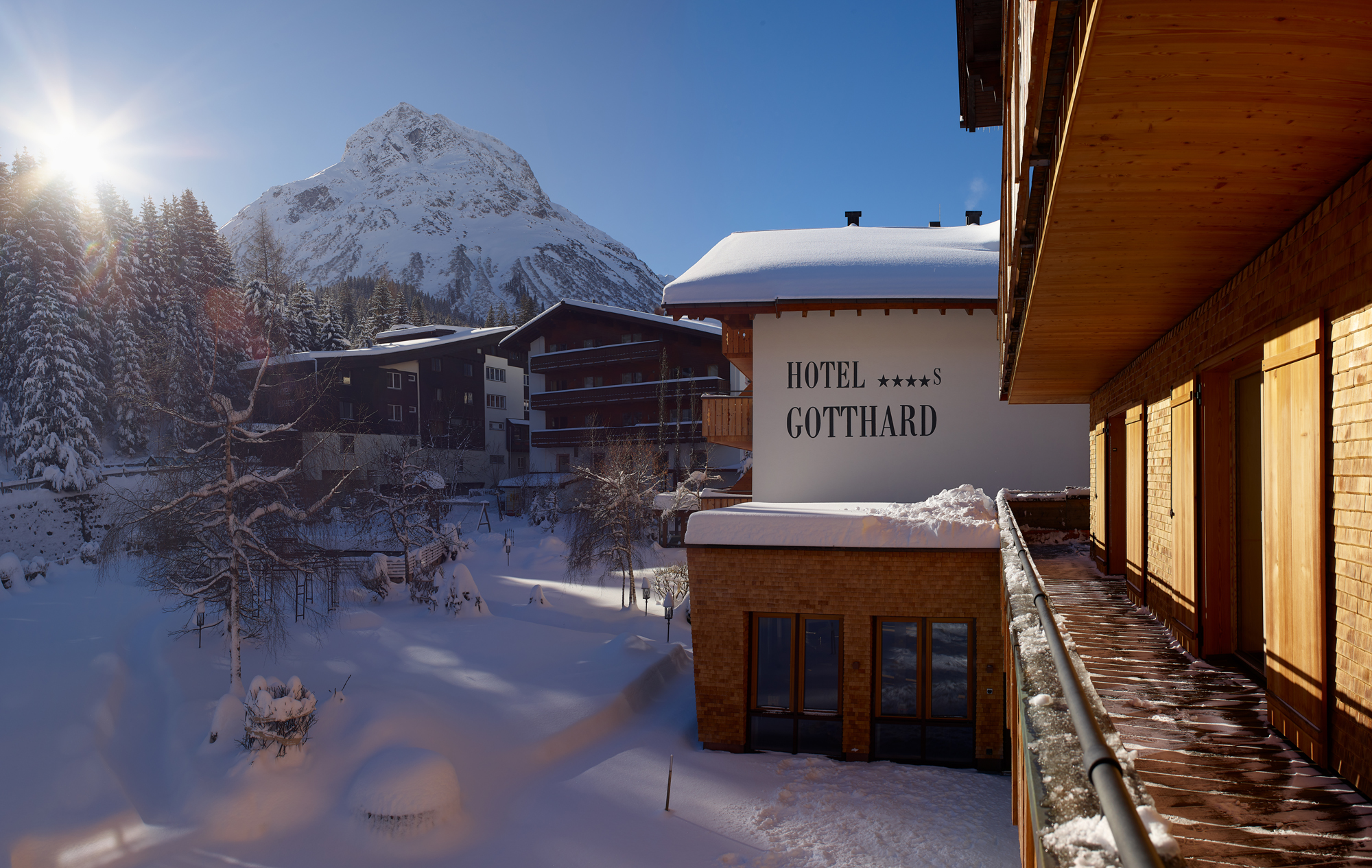 Hotels an der Piste - Verpflegung: Halbpension - Blick auf die Berge - Hotel Gotthard Lech am Arlberg